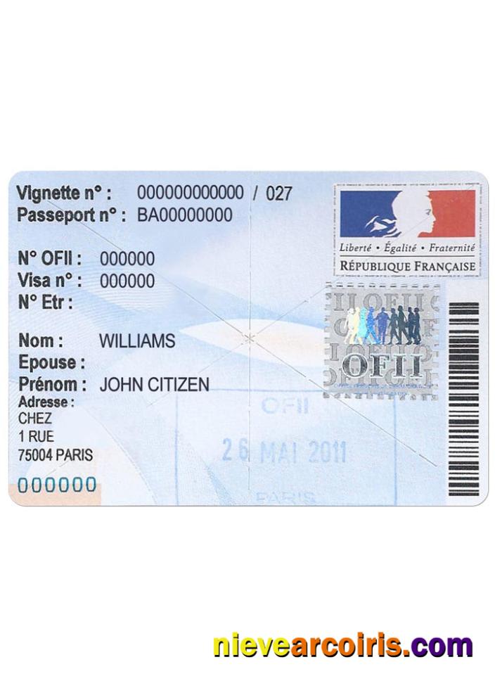 FRANCE residency visa stamp